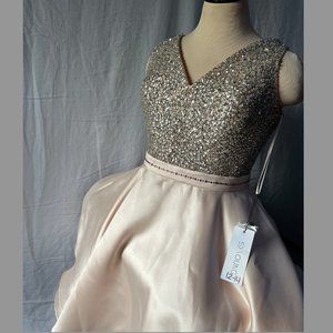 Edward Young 8084 Short A-Line Sequin Bodice Dress (Prom/Pageant/Formal)